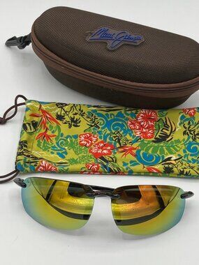 Maui Jim Rimless Mirrored Sunglasses with Green/Yellow Gradient Polarized Lenes
